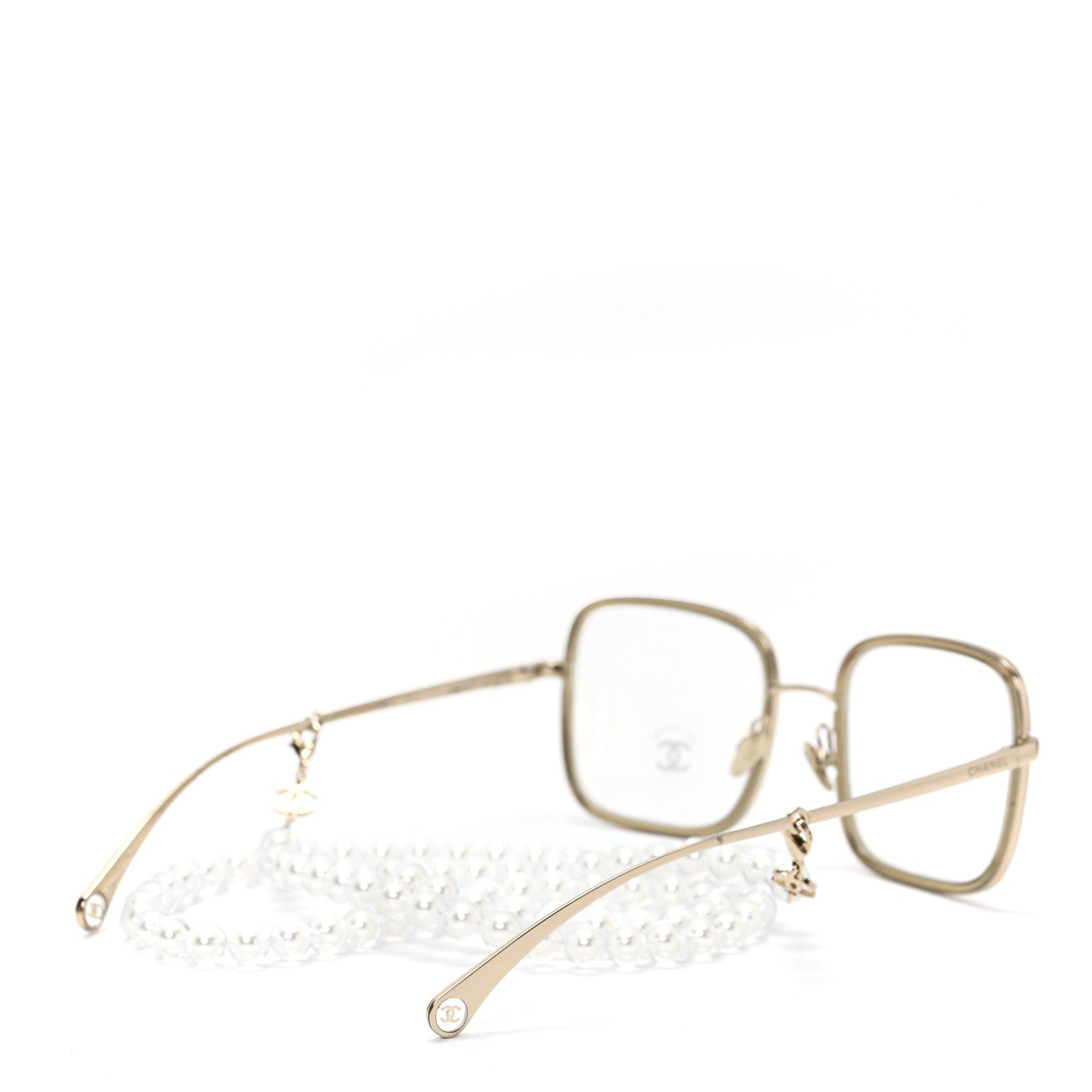 Chanel Square Removable Pearl Chain Eyeglasses 2195 Silver 4 of 6