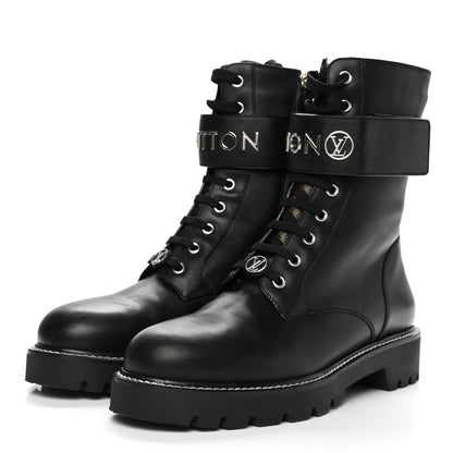 Louis Vuitton Calfskin Territory Flat Ranger Boots 40 Black 3 of 8