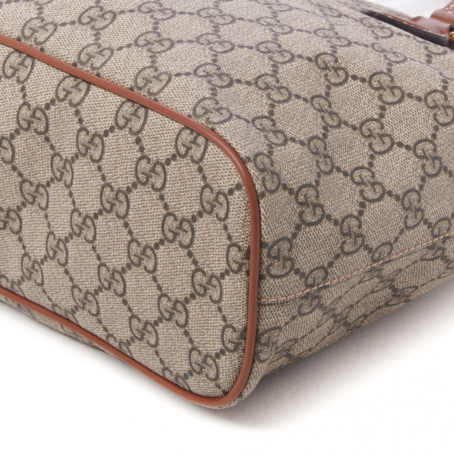 Gucci Soft GG Supreme Monogram Small Crossbody Tote Beige Cuir 5 of 8