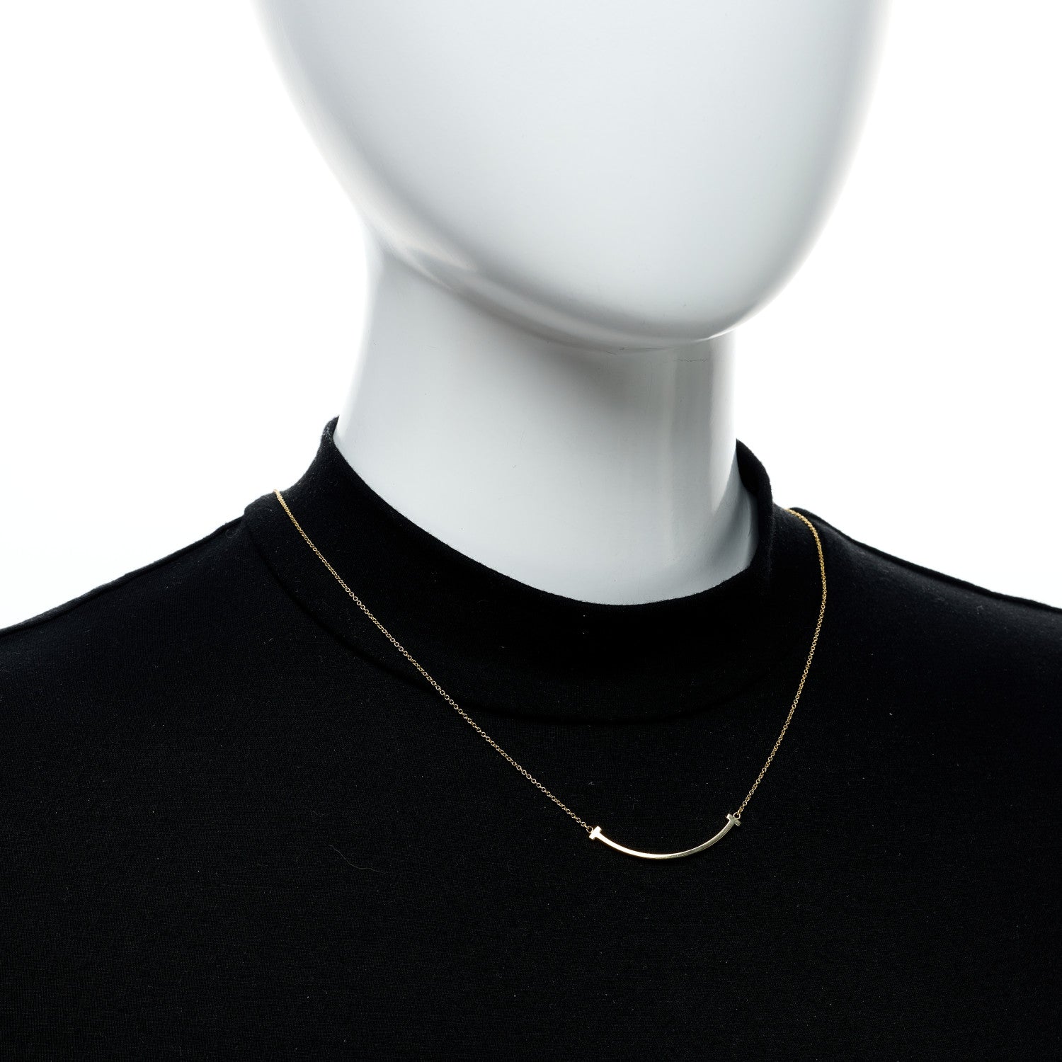 Tiffany 18K Yellow Gold Small T Smile Pendant Necklace 2 of 5