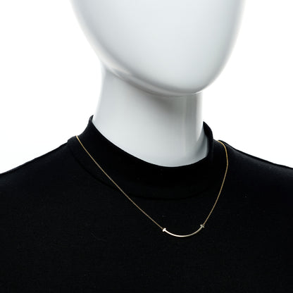 Tiffany 18K Yellow Gold Small T Smile Pendant Necklace 2 of 5