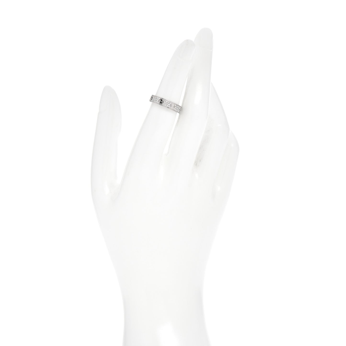 18K White Gold Diamond 4mm LOVE Wedding Paved Band Ring 49 4.75