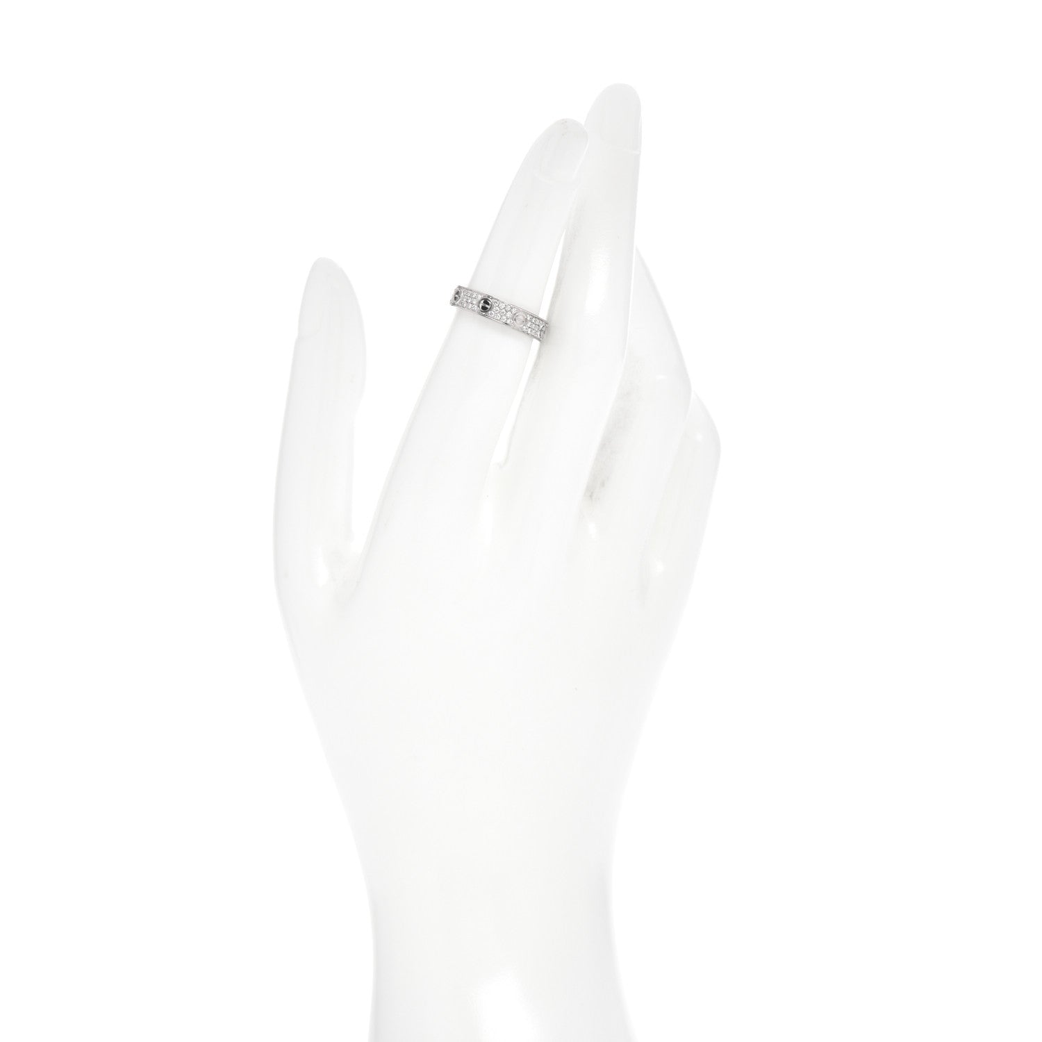 Cartier 18K White Gold Diamond 4mm LOVE Wedding Paved Band Ring 49 4.75 2 of 4