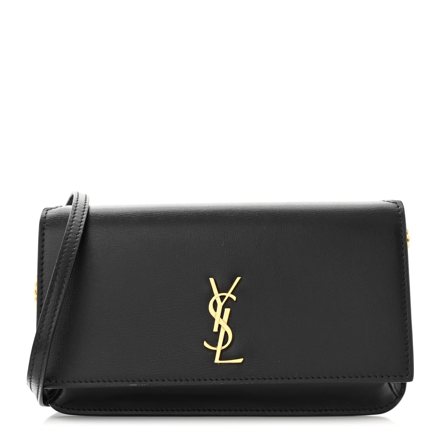 Saint Laurent Grained Calfskin Monogram Phone Holder Crossbody Black 1 of 9