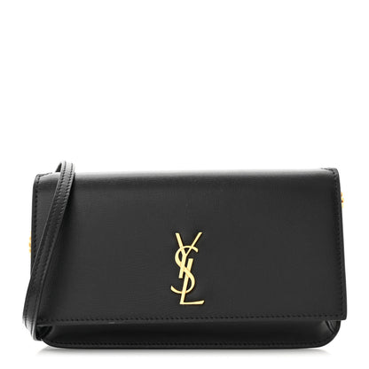 Saint Laurent Grained Calfskin Monogram Phone Holder Crossbody Black 1 of 9