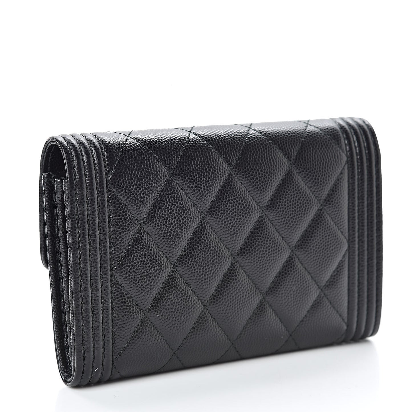 Caviar Quilted Medium Boy Flap Wallet Black