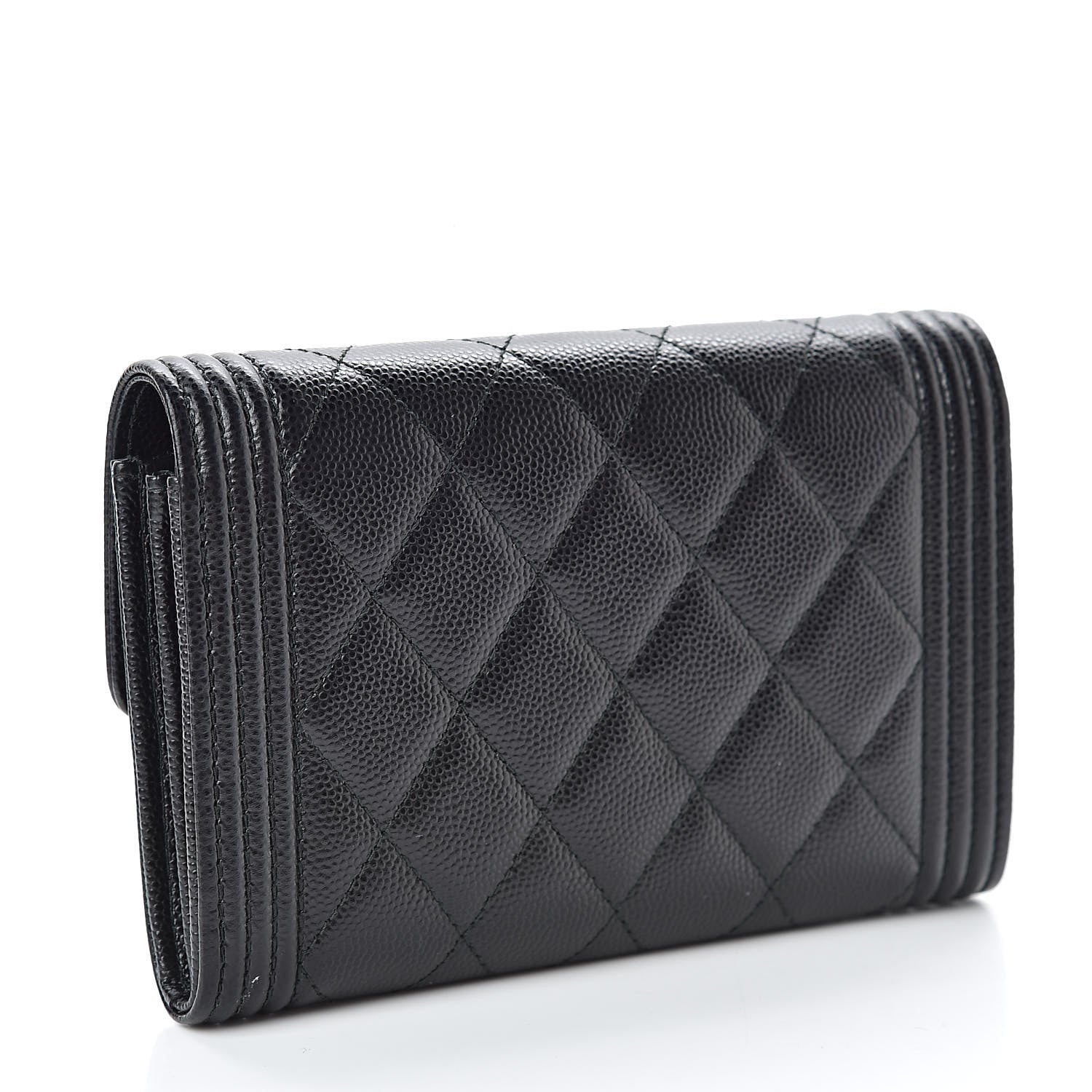 Chanel Caviar Quilted Medium Boy Flap Wallet Black 3 of 9