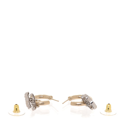 Chanel Metal Crystal CC Hoop Drop Earrings Gold 3 of 5