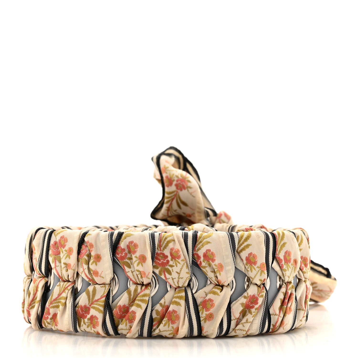 Fendi Calfskin Ribbon Lace Up Floral Strap You Grey White 2 of 4