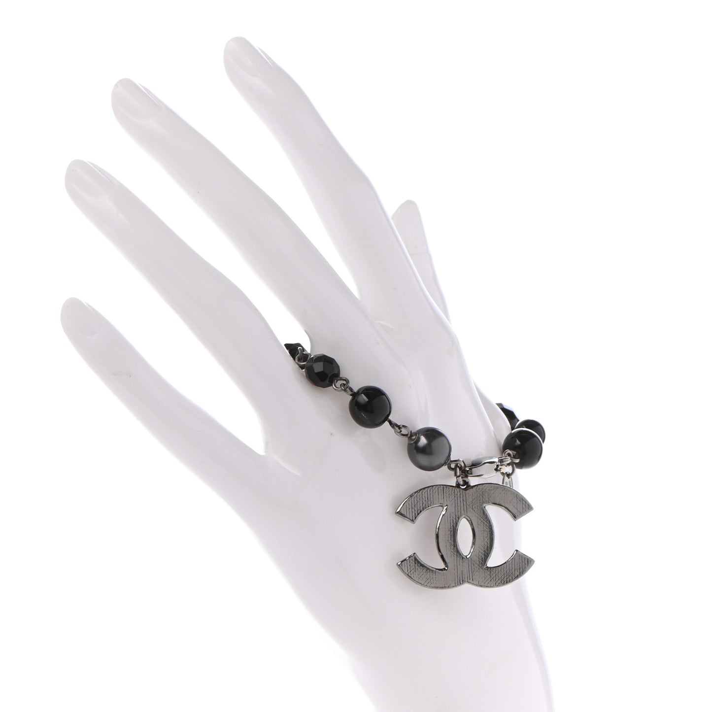 Ruthenium Bead CC Bracelet Black