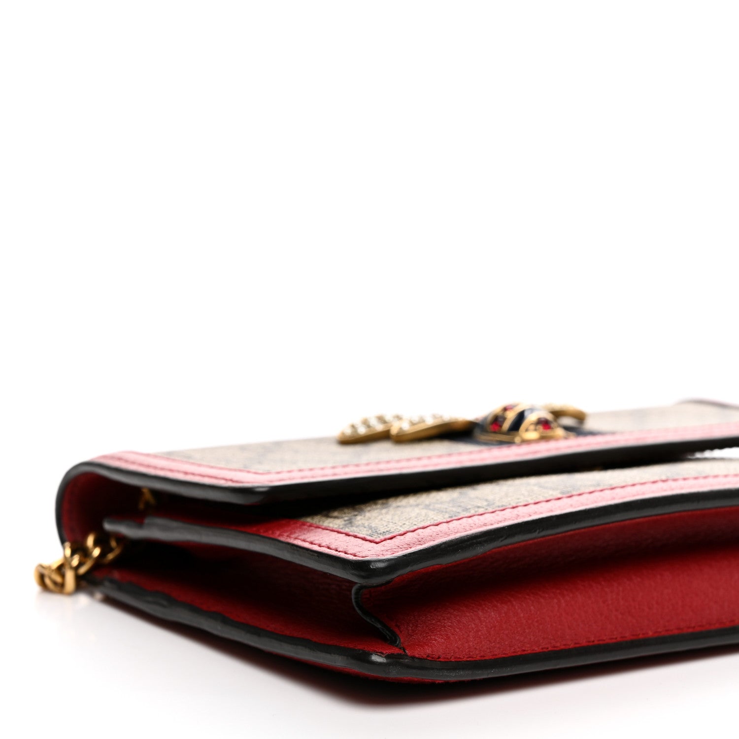 Gucci GG Supreme Monogram Web Queen Margaret Chain Wallet Red 8 of 11