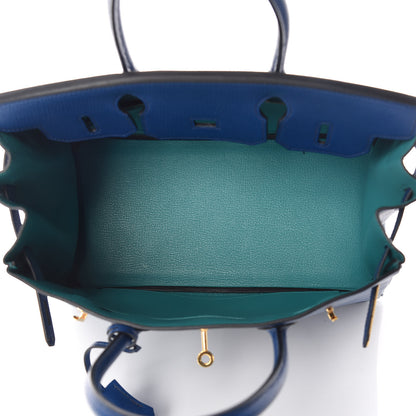 Hermes Chevre Mysore Bi-Color Horseshoe Birkin 30 Bleu Sapphire Paon 18 of 37