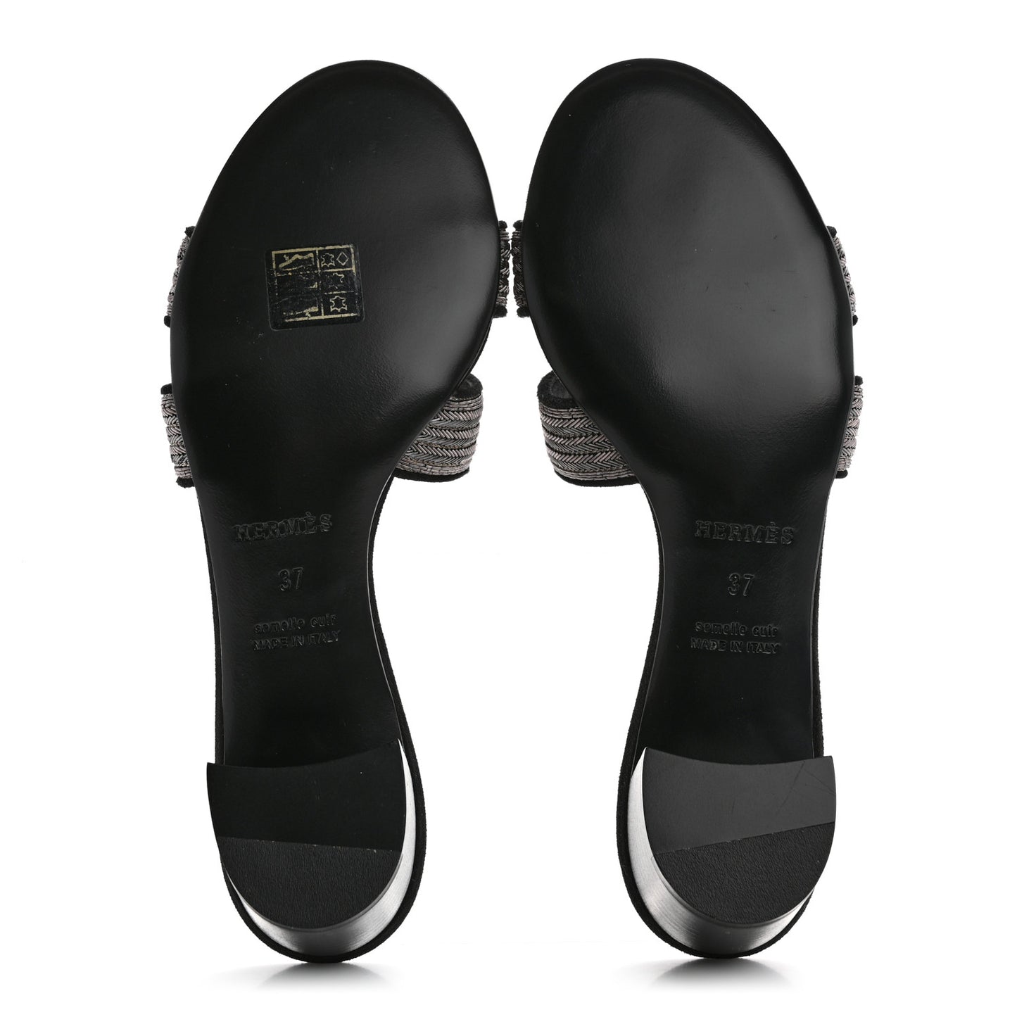 Chevre Velours Dabka Embroidered Oasis Sandals 37 Black