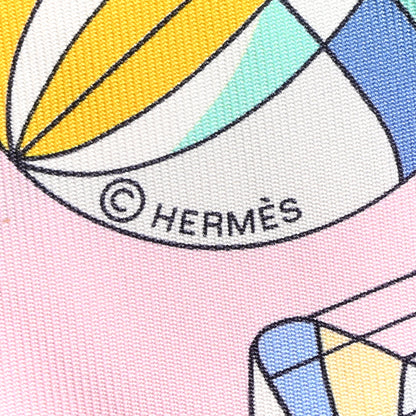 Hermes Silk Les Folies Du Ciel Twilly Rose Bleu Jaune Vif 4 of 7