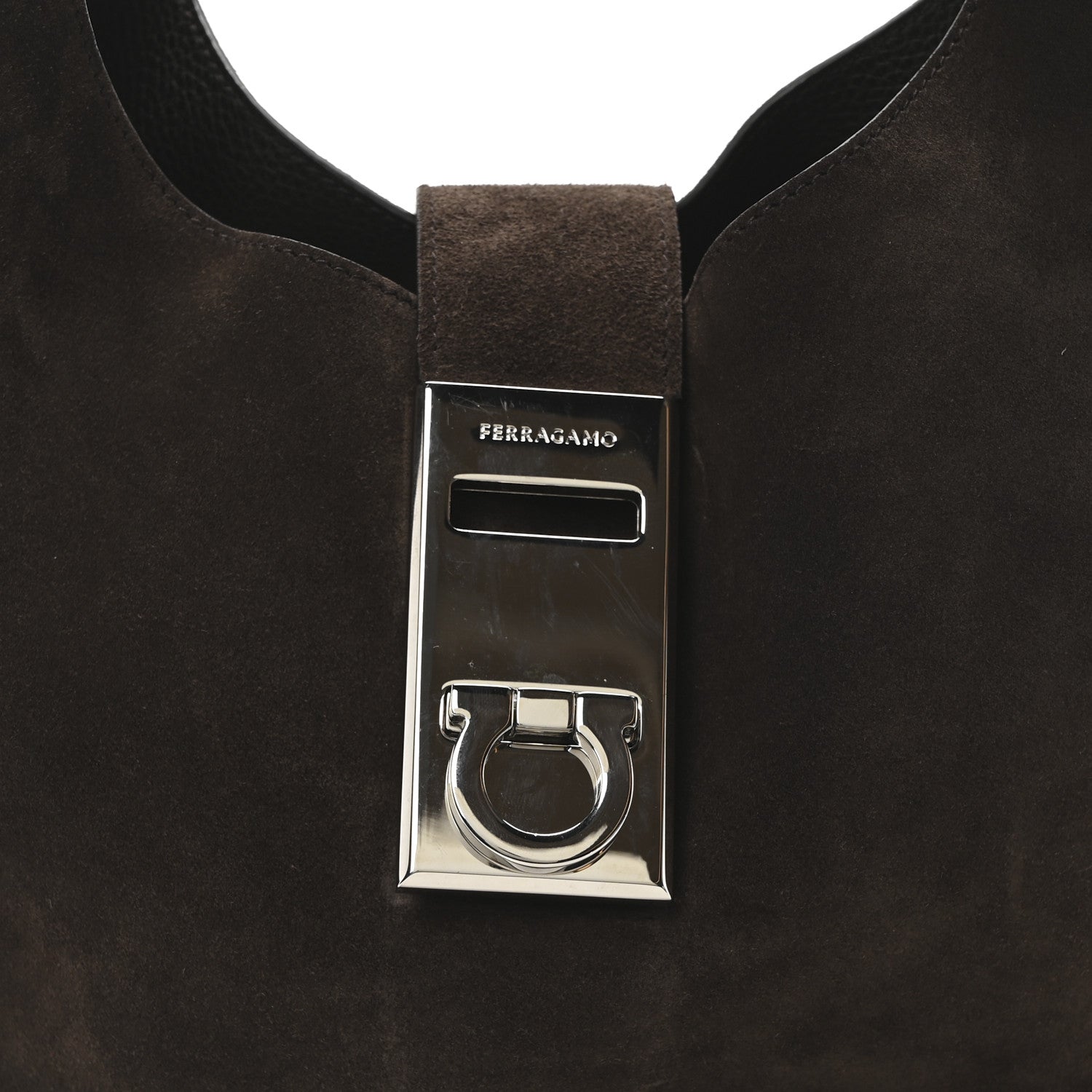 Salvatore Ferragamo Calfskin Suede Medium Archivo Gancio Hobo Testa di Moro 9 of 11
