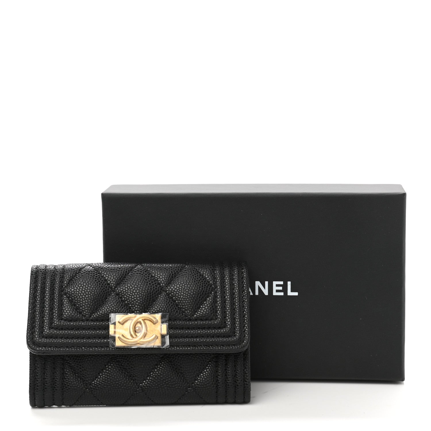 Chanel Caviar Quilted Boy Flap Card Holder Black 9 of 9