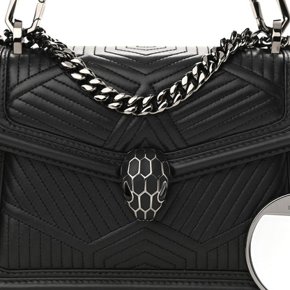 Bulgari Quilted Nappa Smooth Calfskin Serpenti Forever Diamond Blast Shoulder Bag Black 6 of 9