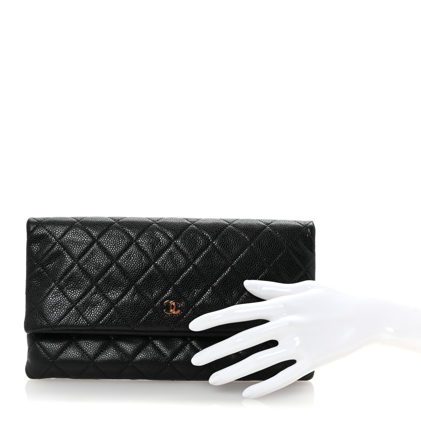 Caviar Quilted CC Beauty Clutch Black