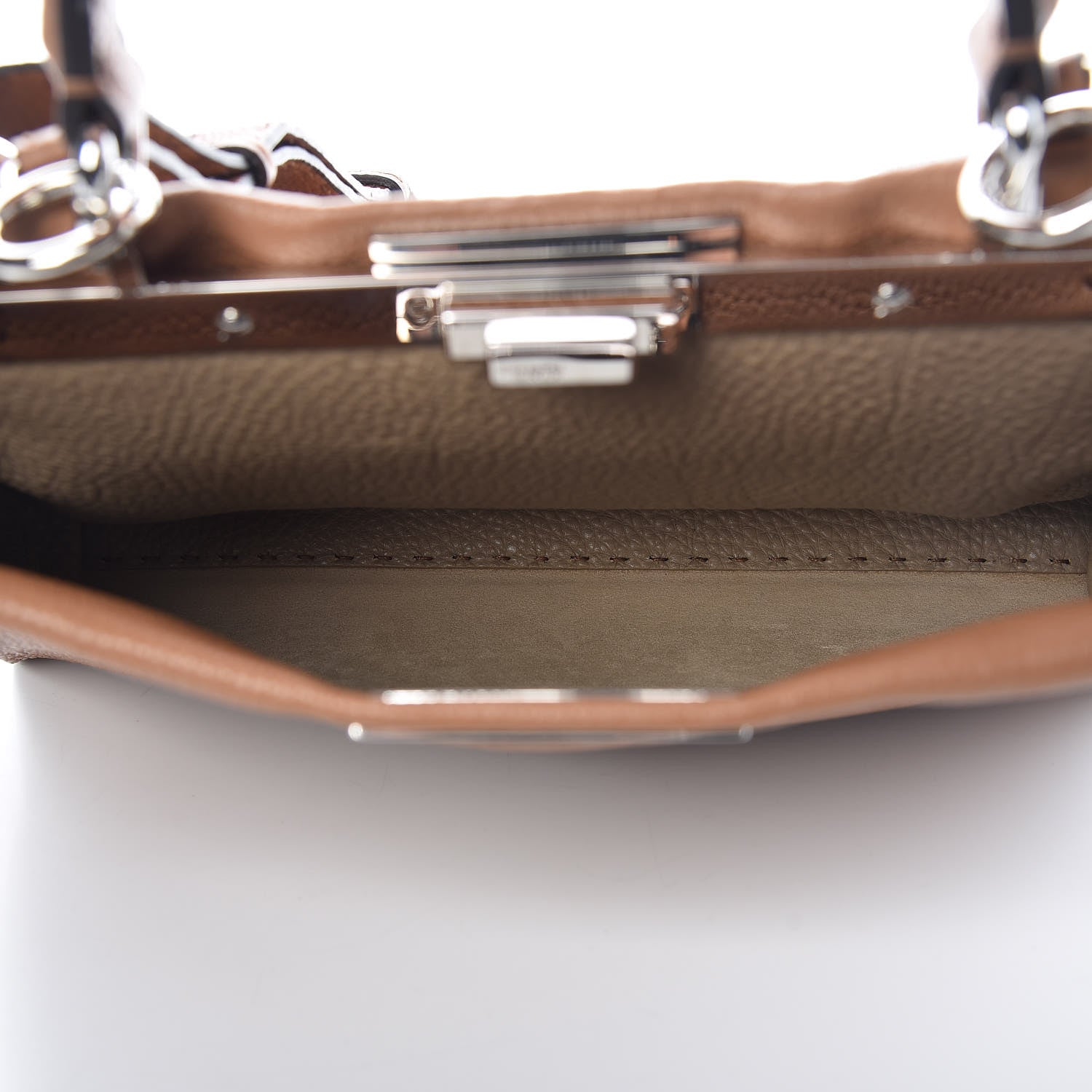 Fendi Cuoio Romano Selleria Bi-Color Medium Peekaboo Iconic Satchel Mou Deserto 6 of 8