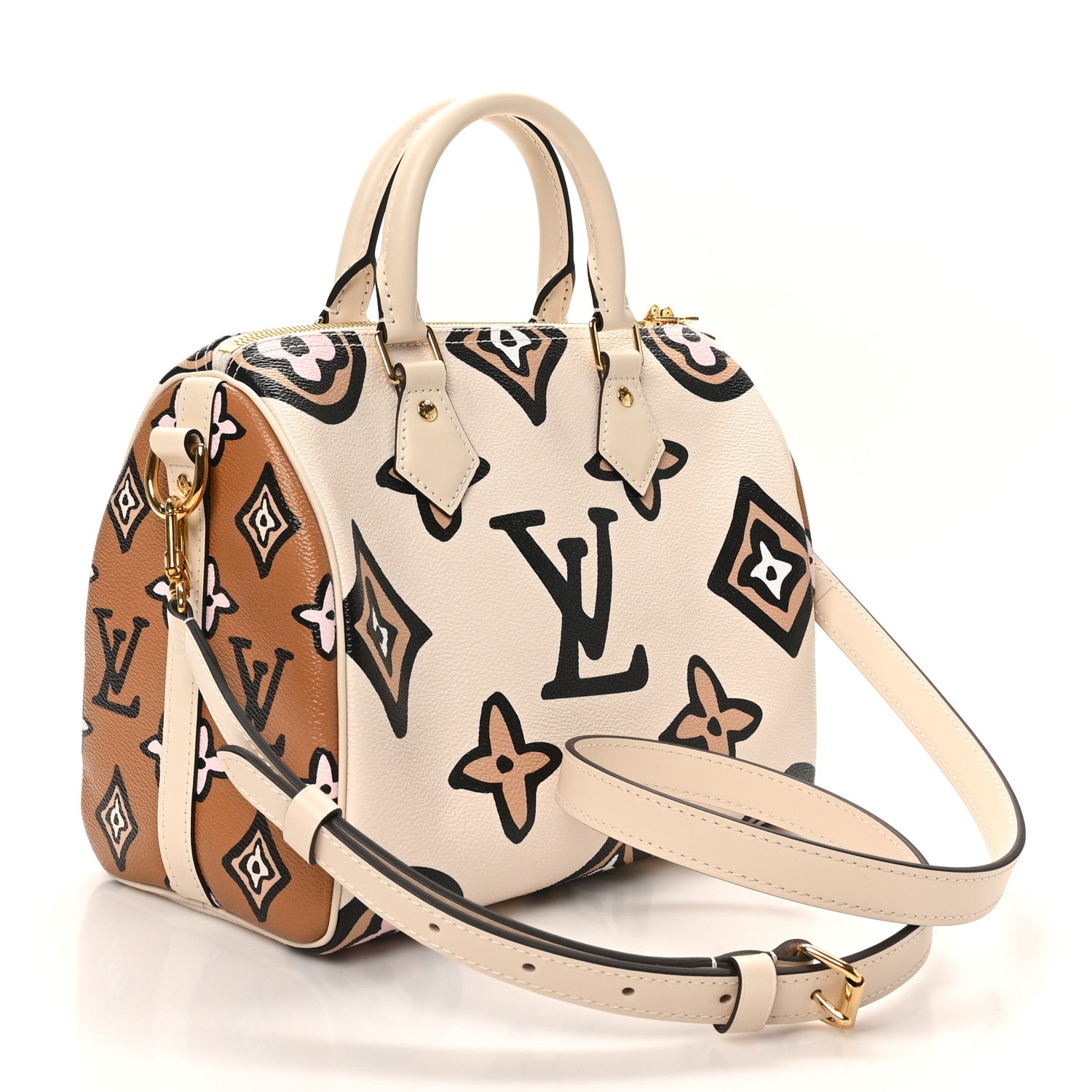 Louis Vuitton Monogram Giant Wild At Heart Speedy Bandouliere Creme 3 of 9