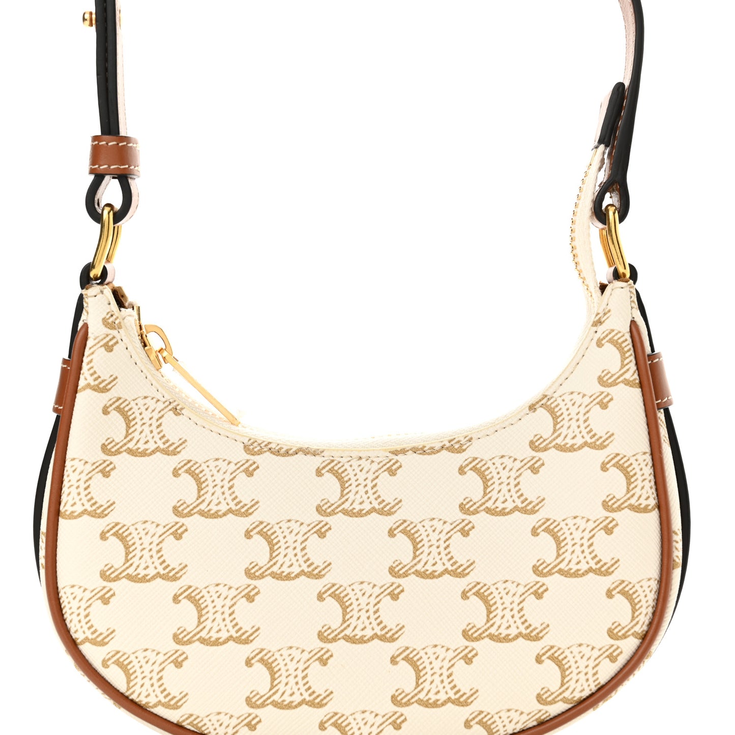 Canvas Calfskin Mini Ava Triomphe Shoulder Bag White