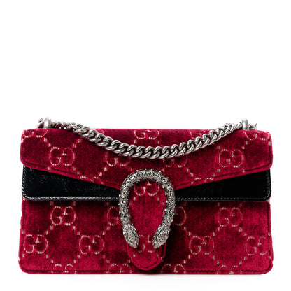 Gucci Velvet Skipper Crystal GG Monogram Small Dionysus Shoulder Bag Red Cipria Black Black Diamond 1 of 11