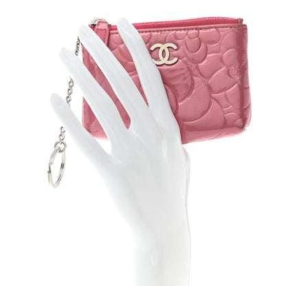 Chanel Patent Camellia Embossed Key Holder Case Rose 2 of 10