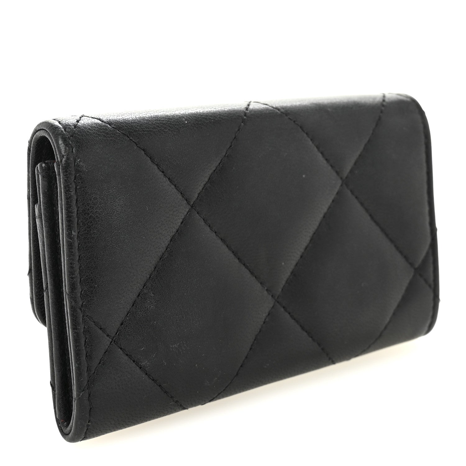Chanel Shiny Goatskin Quilted Chanel 19 Flap Card Holder Black 3 of 7