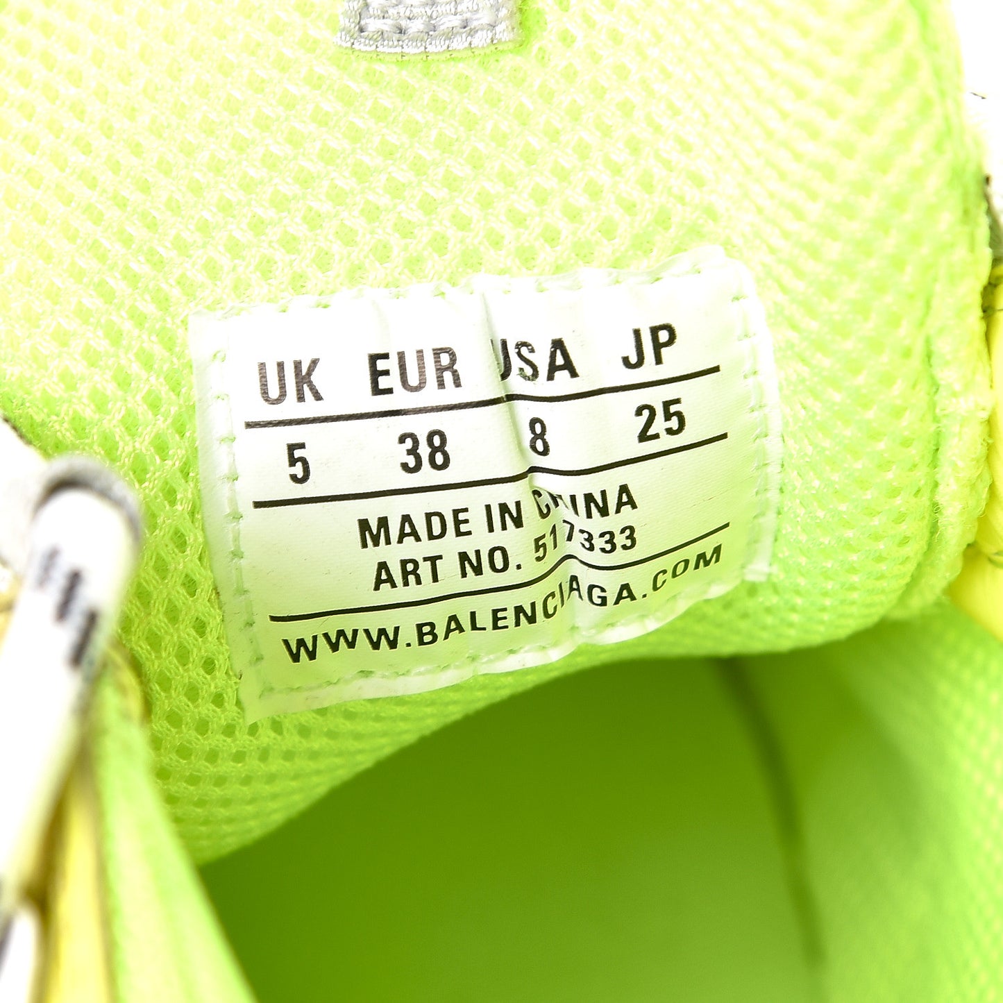 Fabric Mesh Womens Triple S Sneakers 38 Jaune Fluo