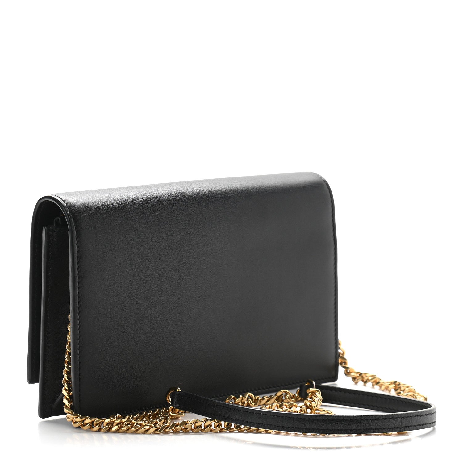 Saint Laurent Smooth Calfskin Classic Monogram Kate Tassel Chain Wallet Black 3 of 9
