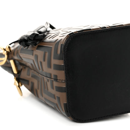 Fendi Vitello Liberty F is Fendi Bi-Color FF 1974 Embossed Mini Mon Tresor Bucket Bag Maya Black 9 of 10