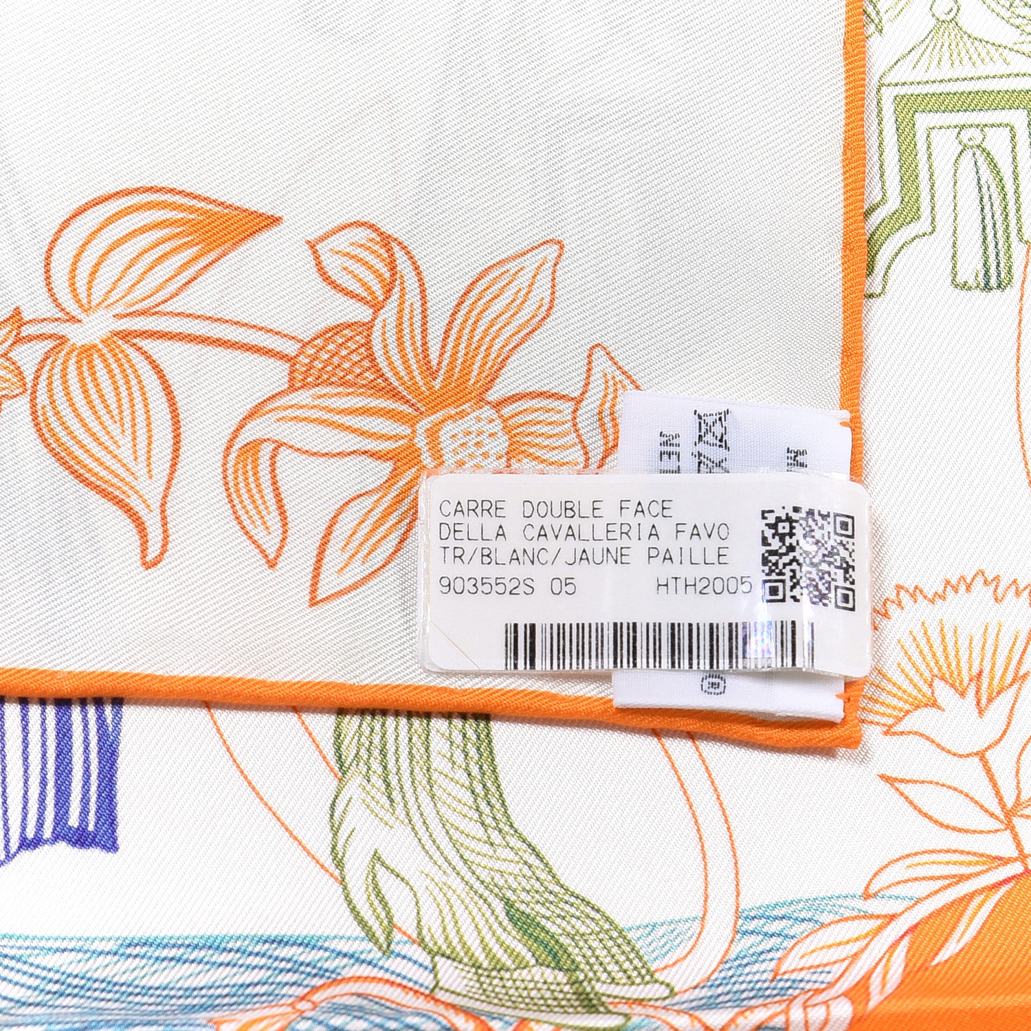 Hermes Silk Della Cavalleria Favolosa Reversible Scarf 90 White Jaune Paille 3 of 4