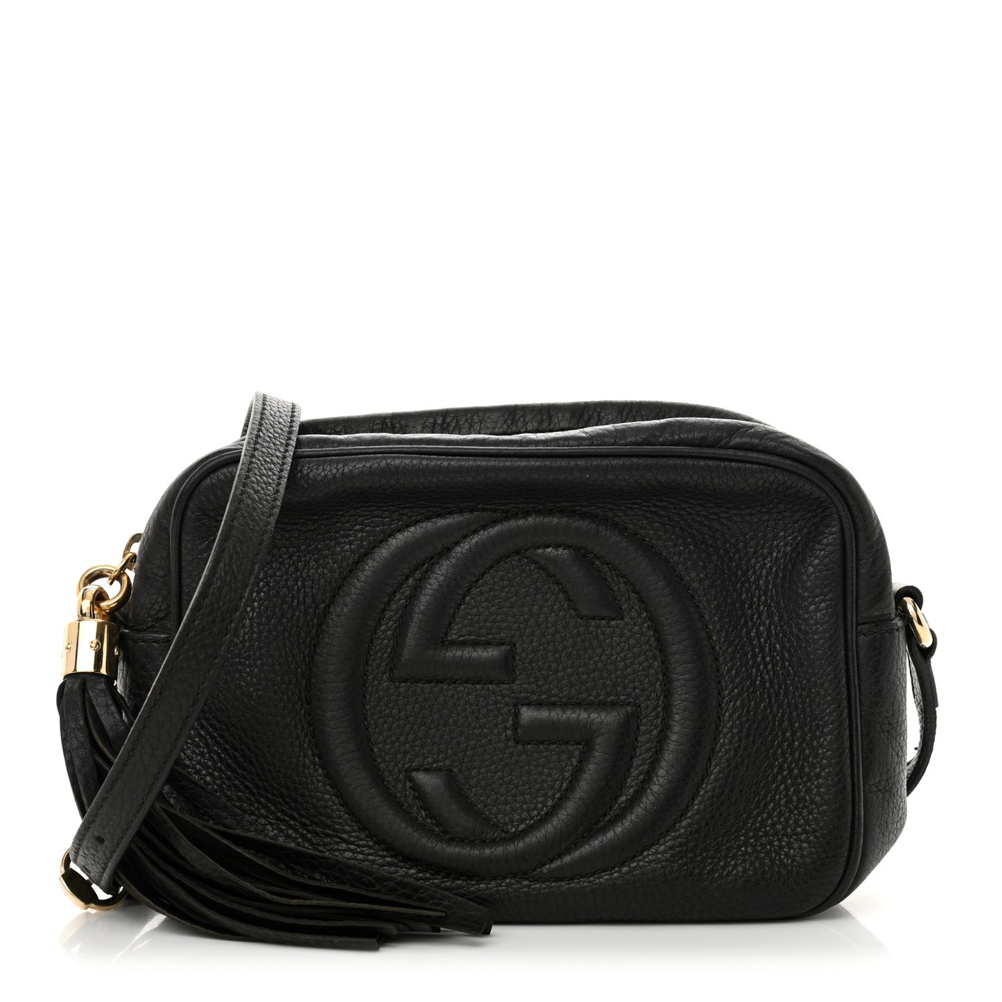Pebbled Calfskin Small Soho Disco Bag Black