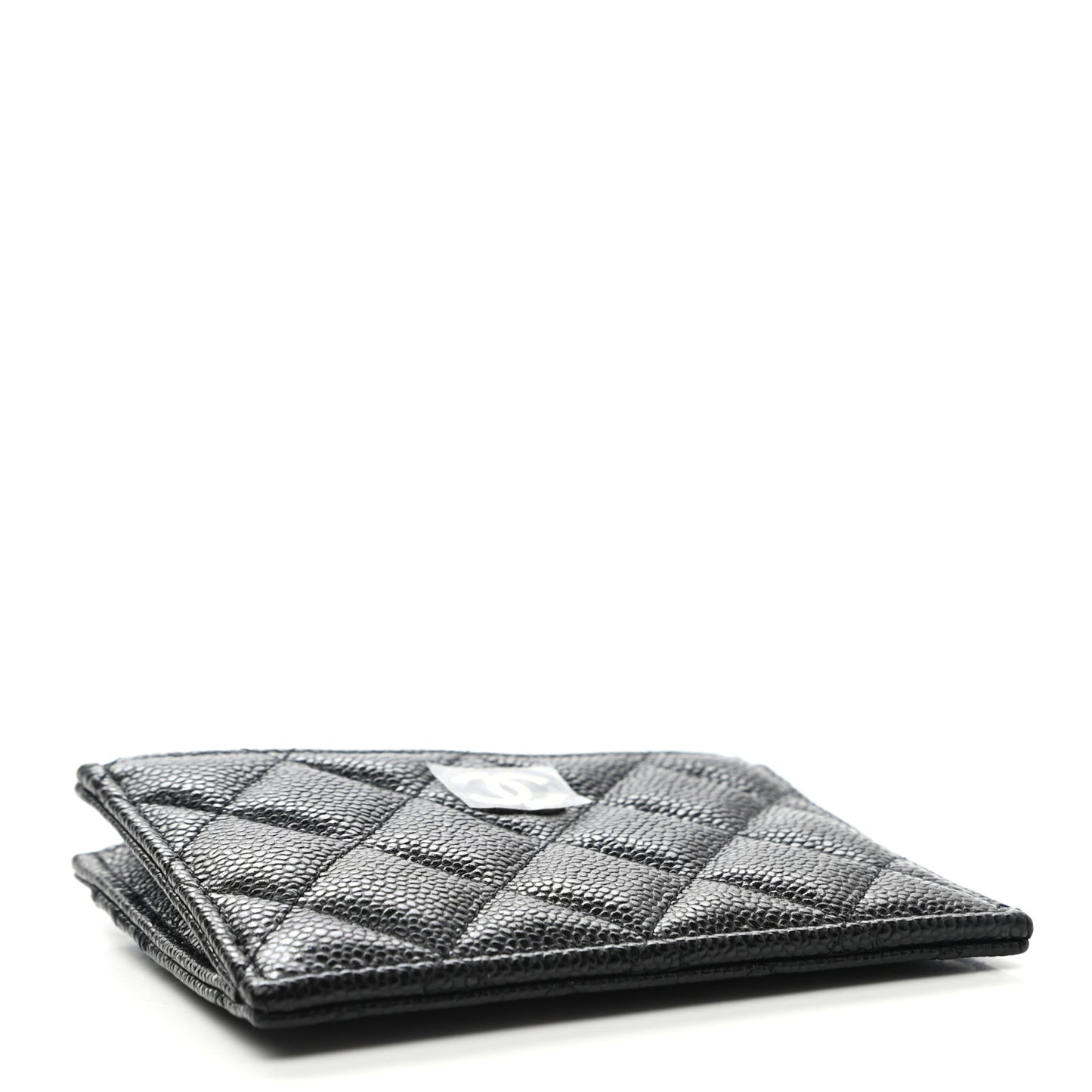 Caviar Quilted CC Zip Card Holder Black