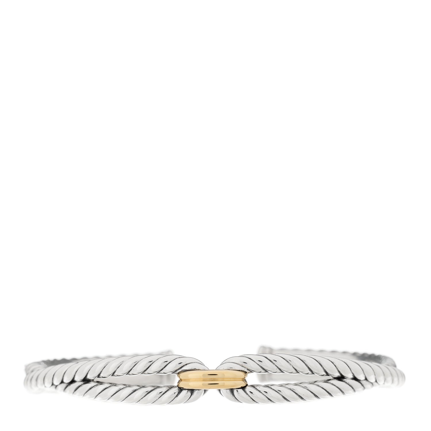 David Yurman Sterling Silver 18K Yellow Gold Cable Loop Bracelet 1 of 3