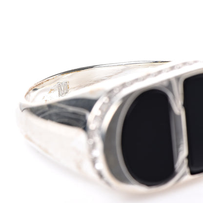 Christian Dior Sterling Silver Onyx Crystal CD Icon Ring 60 9 5 of 5