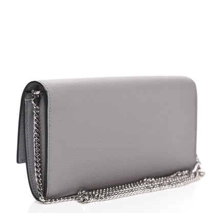 Alexander McQueen Pebbled Calfskin Skull Wallet on Chain Grey 3 of 9