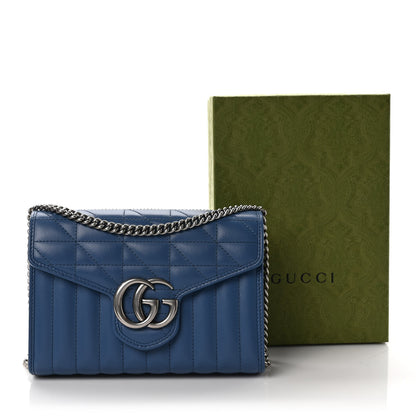 Gucci Calfskin Matelasse Aria GG Marmont Chain Wallet Clear Blue 8 of 8