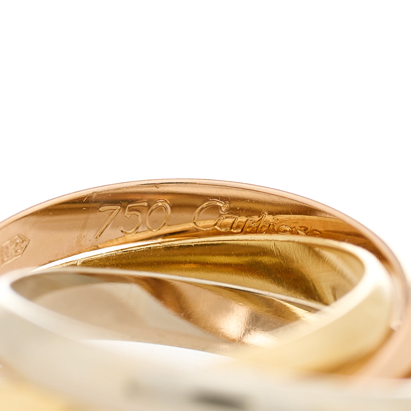 Cartier 18K Pink Yellow White Gold Small Trinity Ring 46 3.75 4 of 6