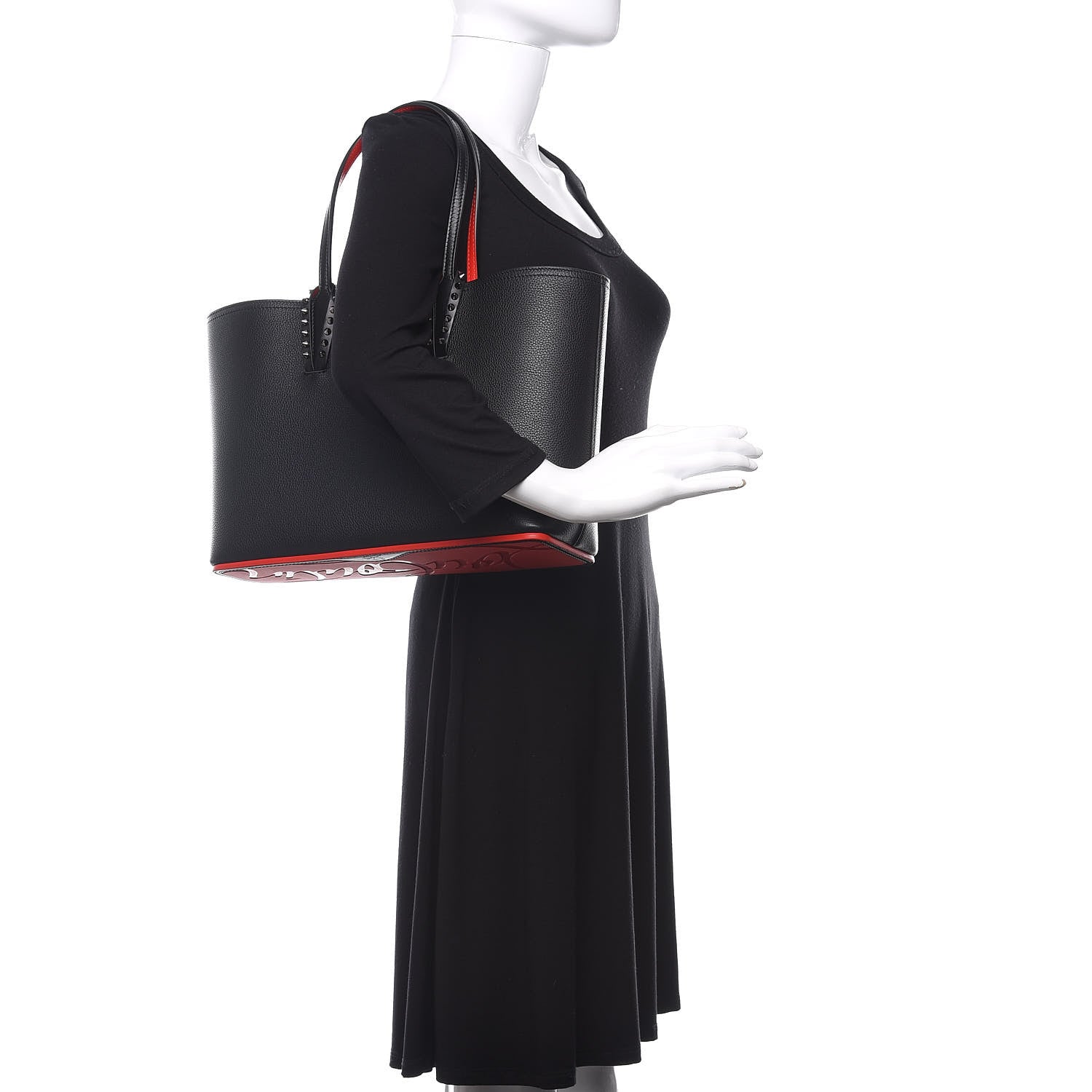 Christian Louboutin Calfskin Spikes East West Cabata Tote Black 2 of 11