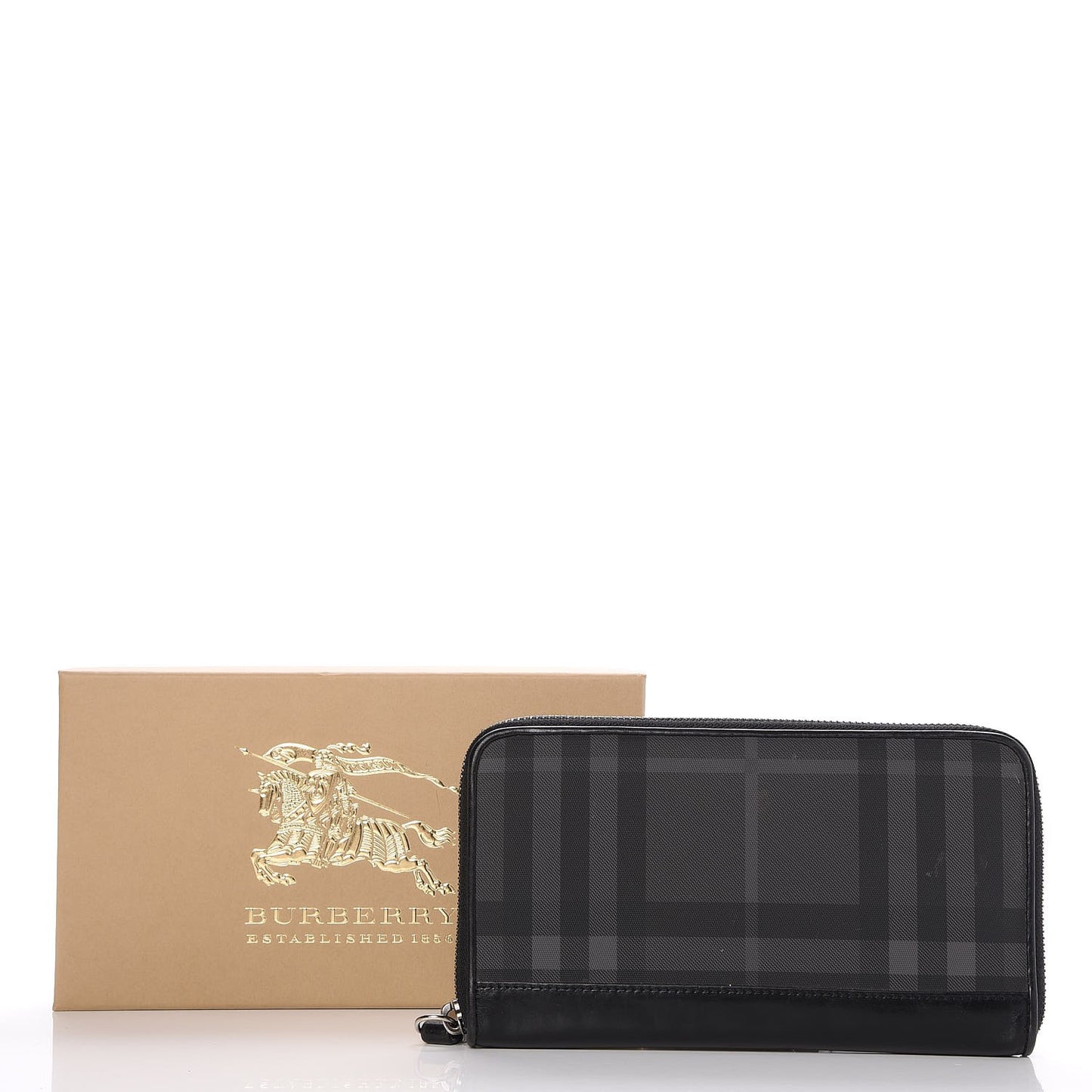 London Check Large Zip Around Wallet Charcoal