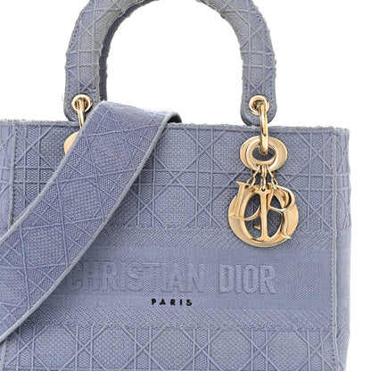 Christian Dior Canvas Embroidered Cannage Medium Lady D-Lite Blue 7 of 12