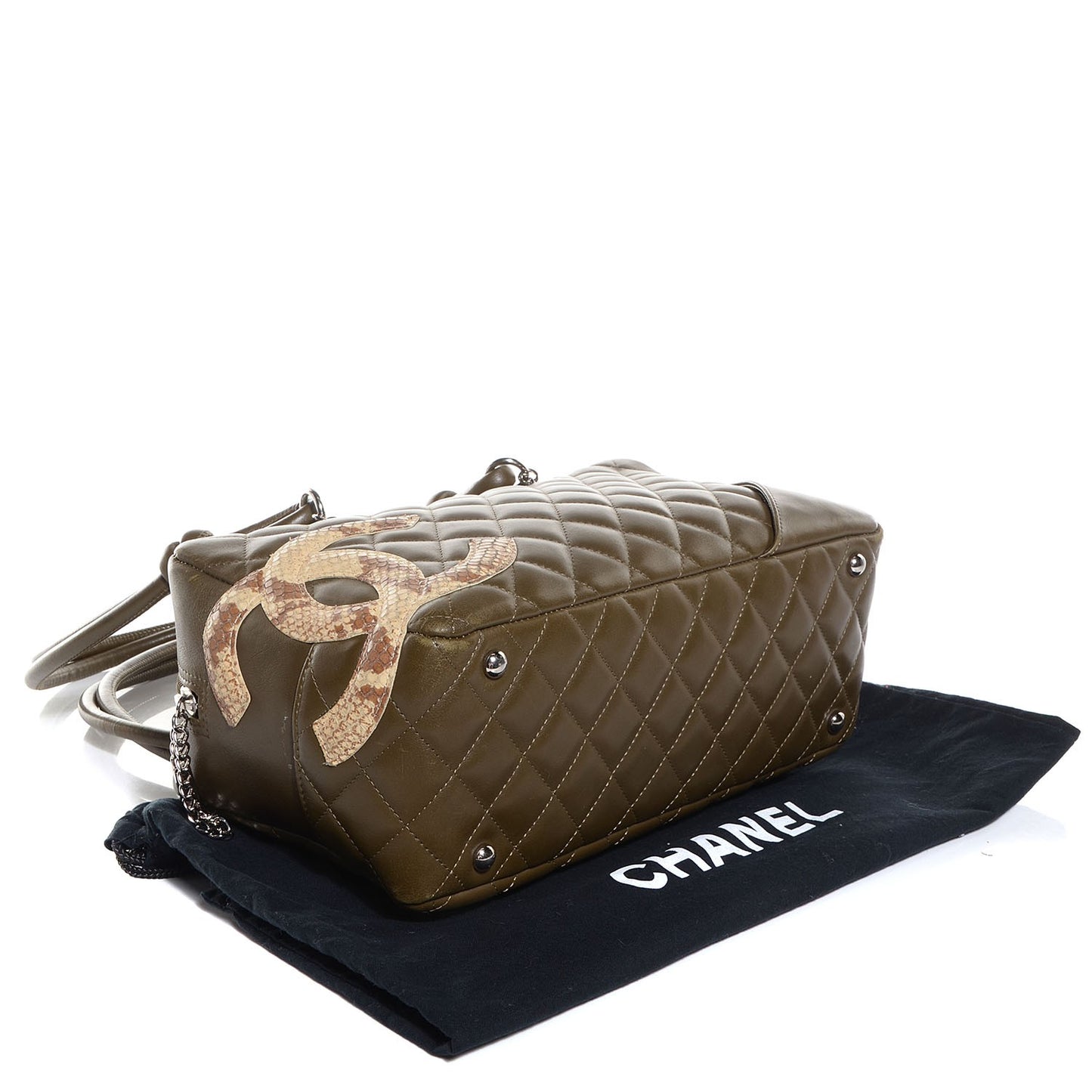 Calfskin Python Quilted Large Cambon Bowler Khaki