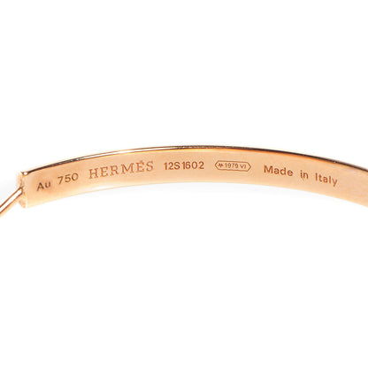 Hermes 18K Rose Gold Mini Clous Hoop Earrings 3 of 5
