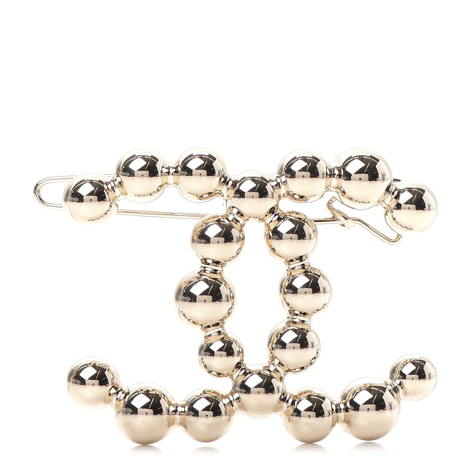 Chanel Metal Beaded CC Hair Clip Gold 1 of 5