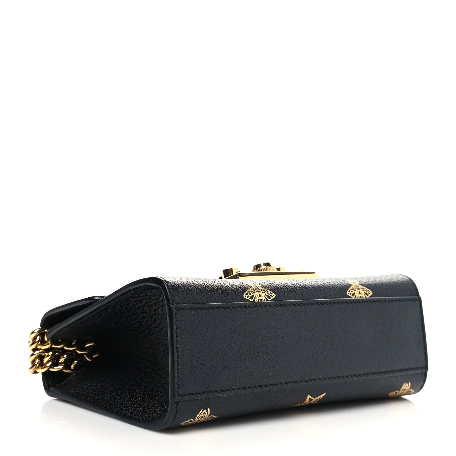 Gucci Grained Calfskin Bee Star Small Padlock Shoulder Bag Black 4 of 12