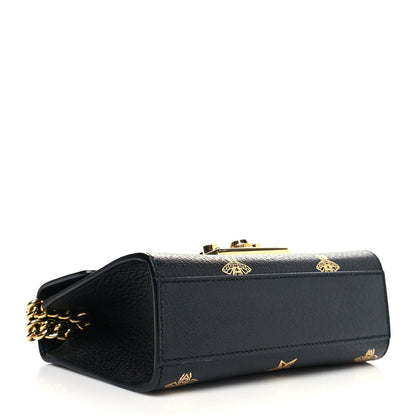 Gucci Grained Calfskin Bee Star Small Padlock Shoulder Bag Black 4 of 12