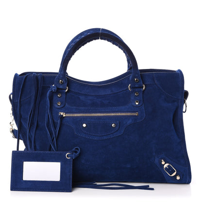 Balenciaga Baby Daim Suede Classic Gold Hardware City Bleu Pacifique 1 of 11