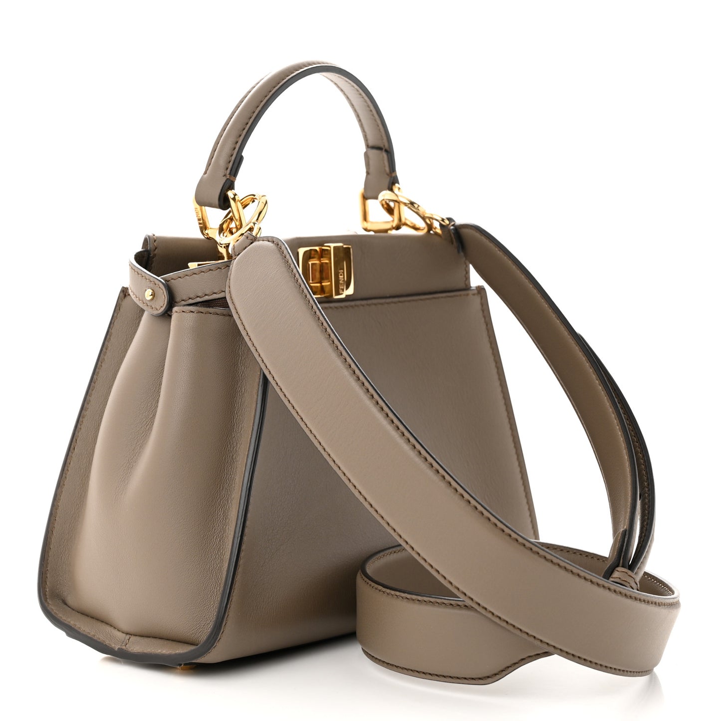 Vitello Seta Canvas FF Embroidered Mini Peekaboo Iconic Satchel Tartufo