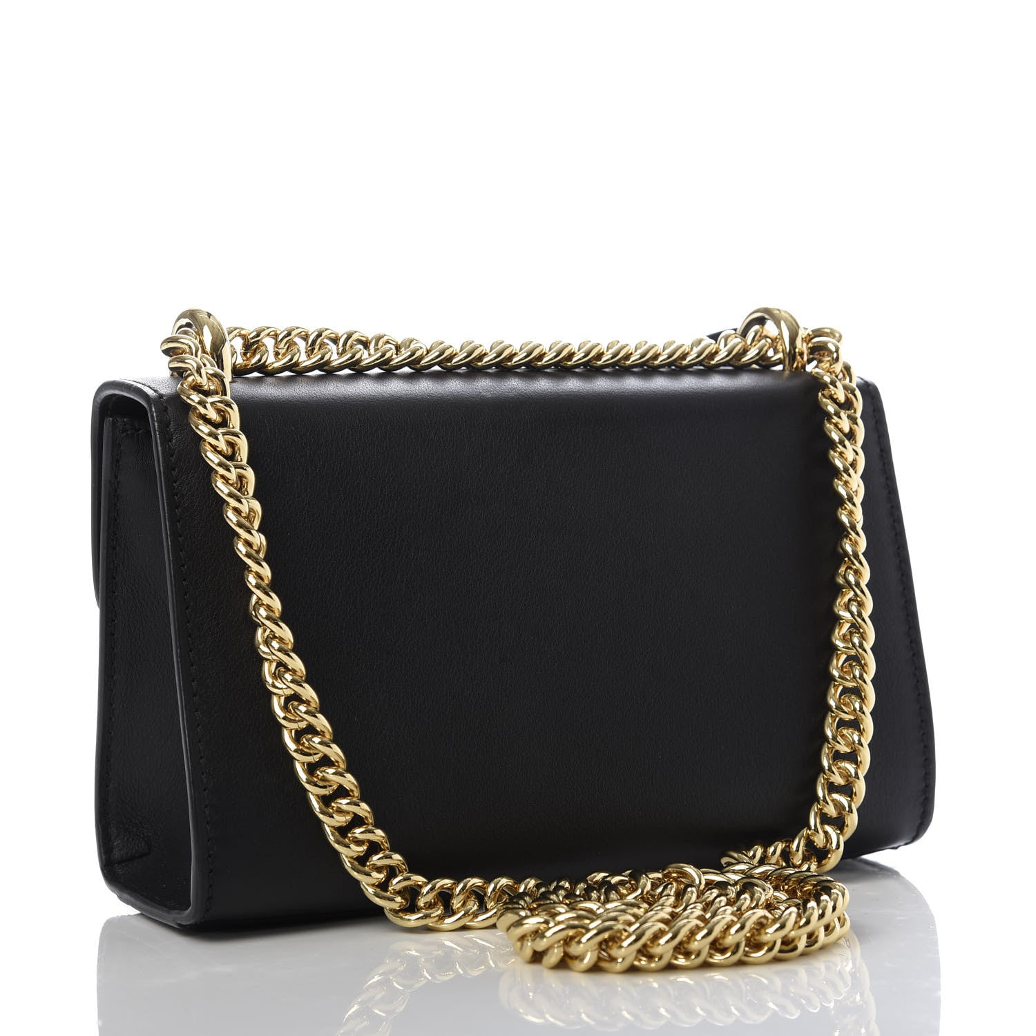 Gucci Calfskin Strawberry Embroidered Small Padlock Shoulder Bag Black 3 of 9